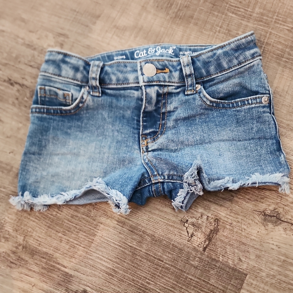Cat & Jack Blue Jean Shorts with Distressed Hem